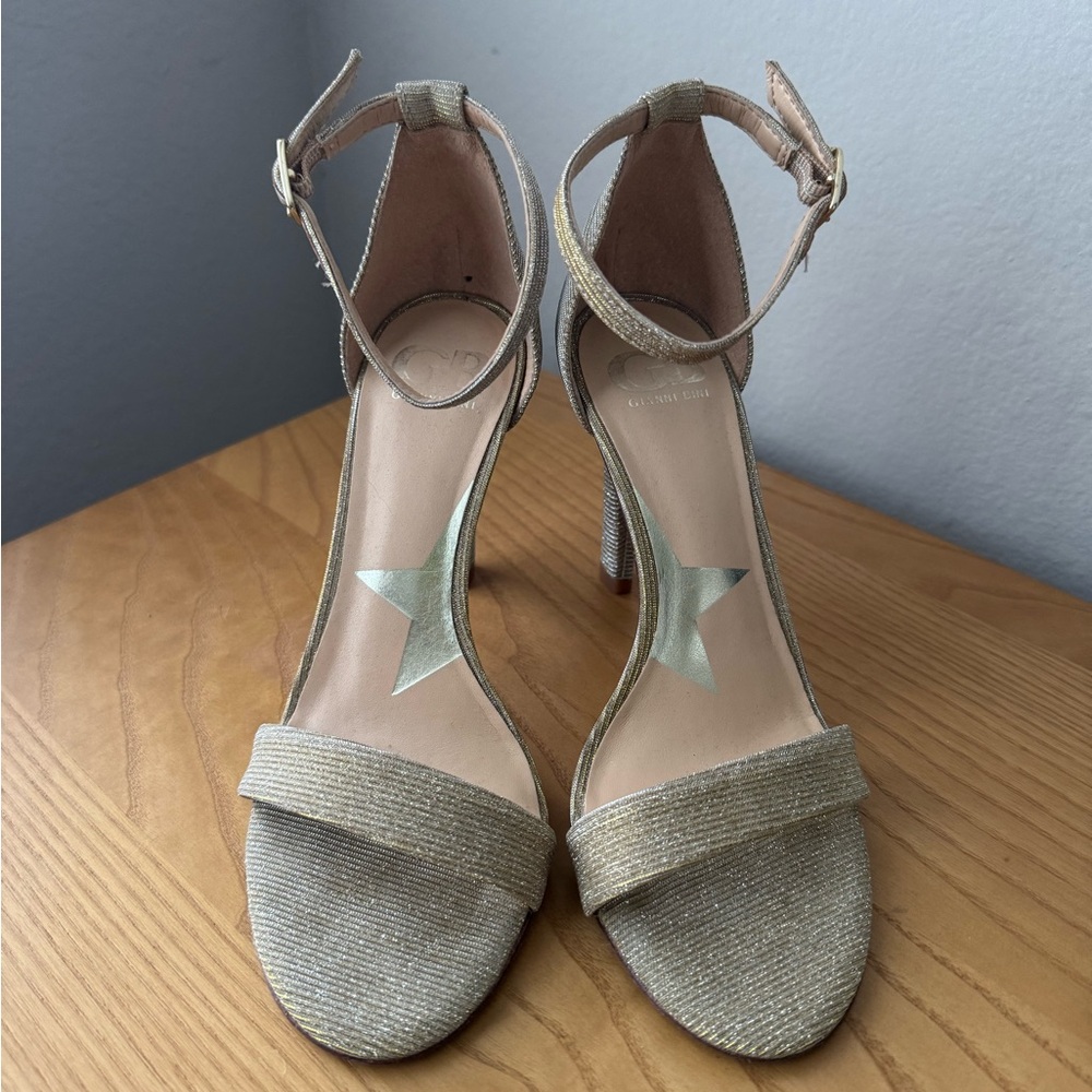 Gianni Bini Elegant Metallic Gold Ankle Strap Sandals